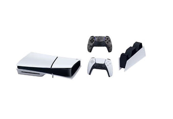 Sony Playstation 5 Slim Disc 1TB Console Bundle with White & Gray Camo Controllers and DualSense Charging Station, 4K-TV Gaming - SNY-BD-PS5SLIM (Renewed)