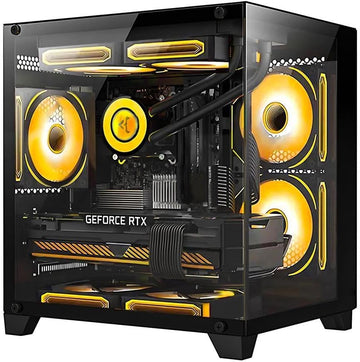 Panorama Gaming PC Desktop - AMD Ryzen 5 5600GT 3.6GHz, RTX 4060 8GB, 16GB DDR4 RAM 3200, 1TB M.2 PCIE SSD, 240mm AIO, 11AC Wi-Fi, Windows 11 Pro 64-bit Desktop Computer, Black