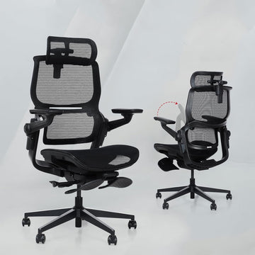 M4-MT Ergonomic Office High Back Desk Chair with Integrated Ergonomic Backrest with 3D Headrest 6D Flip-up Armrest 135°Tilting Retractable Footrest Mesh Computer Chair BIFMA
