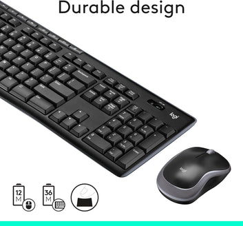 Logitech MK270 Wireless Keyboard and Mouse Combo for Windows, 2.4 GHz Wireless, Compact Mouse, 8 Multimedia and Shortcut Keys, 2-Year Battery Life, for PC, Laptop - Black