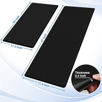 StepRite Kitchen Mats, 2PCS Kitchen Rugs, Cushioned Anti Fatigue Kitchen Mats for Floor, Non-Slip Standing Desk Mat, Waterproof Kitchen Rug Set for Kitchen, Floor, Office, 17.3"x30"+17.3"x47", Black
